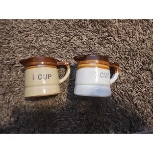 Antique 1910s Earthenware Measuring Cup England. Set Of 2.‎ See Photos!!!
